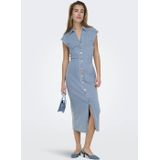 Onlbabe - Midi-jurk - Denim - V-Hals - Kapmouwen - Knoopsluiting - Regular Fit