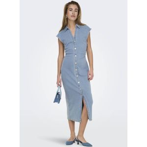 Onlbabe - Midi-jurk - Denim - V-Hals - Kapmouwen - Knoopsluiting - Regular Fit