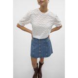 Vero Moda - Vmthas 2/4 Top Jrs Ga Vo - T-shirt - Snow White - 95% Gerecycled Polyester, 5% Elastaan