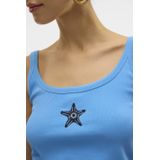 VERO MODA - Top - Blauw - Mouwloos - Ronde Hals - Katoen