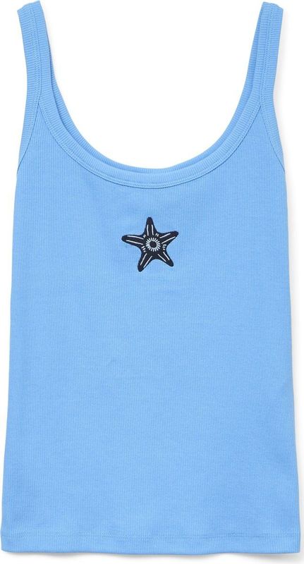 VERO MODA - Top - Blauw - Mouwloos - Ronde Hals - Katoen