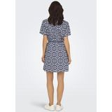 JDY - Midi-jurk - Zwart - V-Hals, Korte Mouwen, Strikceintuur, Regular Fit