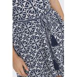 JDY - Midi-jurk - Zwart - V-Hals, Korte Mouwen, Strikceintuur, Regular Fit