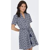 JDY - Midi-jurk - Zwart - V-Hals, Korte Mouwen, Strikceintuur, Regular Fit