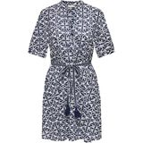 JDY - Midi-jurk - Zwart - V-Hals, Korte Mouwen, Strikceintuur, Regular Fit