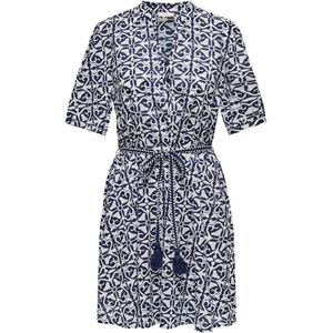 JDY - Midi-jurk - Zwart - V-Hals, Korte Mouwen, Strikceintuur, Regular Fit