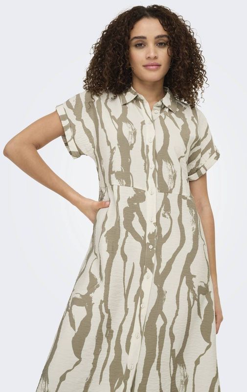 JDY - Lange Jurk - Blousejurk - Midi-lengte - Korte Mouwen - Regular Fit