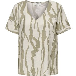 JACQUELINE de YONG Blusenshirt Gemustertes T-Shirt mit V-Ausschnitt und kurzen Ärmeln JDYCAMILLE S/S V-NECK TOP WVN