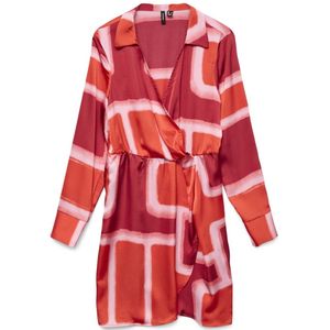 Jurk - V-Hals - Lange Mouwen - Kort - Elastische Taille - Print