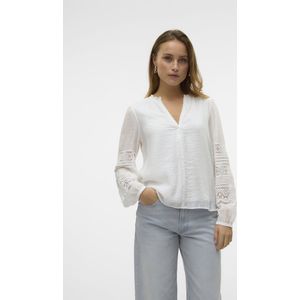 VERO MODA Dames Vmtiffani Ls Top WVN Ga Ce, wit (snow white), M