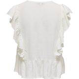 ONLY - ONLRian Flonce - Blouse - Wolwit - Viscose, Gevoerde Zoom, Kwartmouw