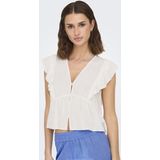 ONLY - ONLRian Flonce - Blouse - Wolwit - Viscose, Gevoerde Zoom, Kwartmouw