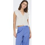 ONLY - ONLRian Flonce - Blouse - Wolwit - Viscose, Gevoerde Zoom, Kwartmouw