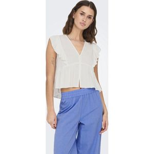 ONLY - ONLRian Flonce - Blouse - Wolwit - Viscose, Gevoerde Zoom, Kwartmouw