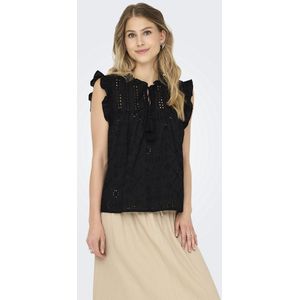 ONLY - Onlreva Life S/L Emb Top Wvn Noos - Damesblouse - Zwart