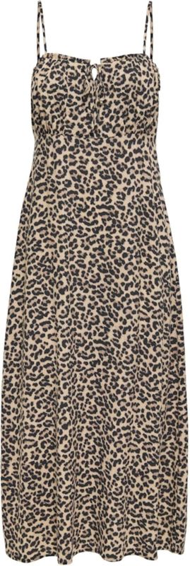 Jurk - Dierenprint - 3/4 Lengte - Mouwloos - Gevoerde Zoom/Rand - Ritssluiting