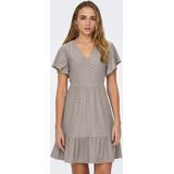 Jurk - V-Hals - Korte Mouwen - Mini-lengte - Regular Fit - Ruches