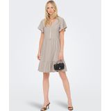 Jurk - V-Hals - Korte Mouwen - Mini-lengte - Regular Fit - Ruches