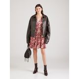 Jurk - V-Hals - Korte Mouwen - Ruches - Regular Fit