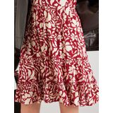 Jurk - V-Hals - Korte Mouwen - Ruches - Regular Fit