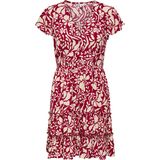 Jurk - V-Hals - Korte Mouwen - Ruches - Regular Fit