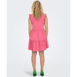 Onlmay - Korte Jurk - Mini-lengte - Zwart - O-hals - Korte Mouwen - Ruches