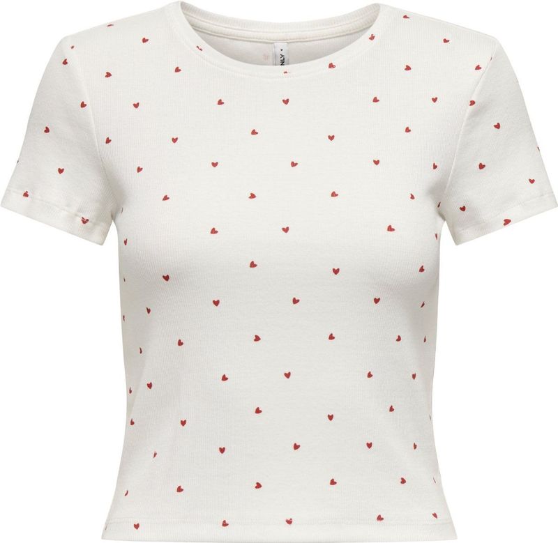 Onlfenja - Life Ss AOP Top - Cloud Dancer - Katoen