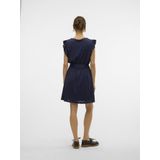 VERO MODA - VMTHAS SL SHORT V-NECK DRESS - Dames - Mini Jurk - Zwart - Polyester
