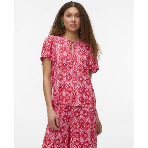Vero Moda - Vmdalga S/S V-Neck Top - Blouse - Roze - Katoen