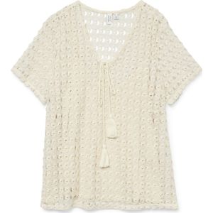 Vero Moda - Dylie V-neck Woven Shirt - Crème Wit - 85% Polyester - 15% Katoen