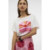 Vero Moda - Vmdina Boat Neck Top - T-shirt - Snow White/Rise And Shine - Dames