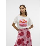 Vero Moda - Vmdina Boat Neck Top - T-shirt - Snow White/Rise And Shine - Dames