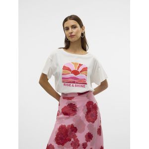 Vero Moda - Vmdina Boat Neck Top - T-shirt - Snow White/Rise And Shine - Dames