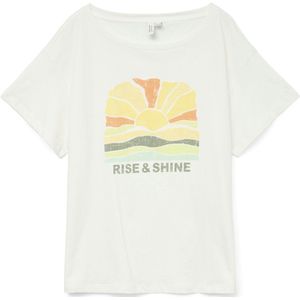 Vero Moda - Vmdina Boat Neck Top - T-shirt - Snow White/Rise And Shine - Dames