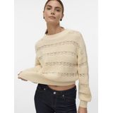 Vero Moda - Vmlona Ls O-neck Pullover - Beige - Gebreide Trui
