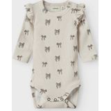 Body - Grandad Hals - Lange Mouwen - Jersey - Ruches - Herhalende Print