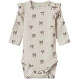 Body - Grandad Hals - Lange Mouwen - Jersey - Ruches - Herhalende Print