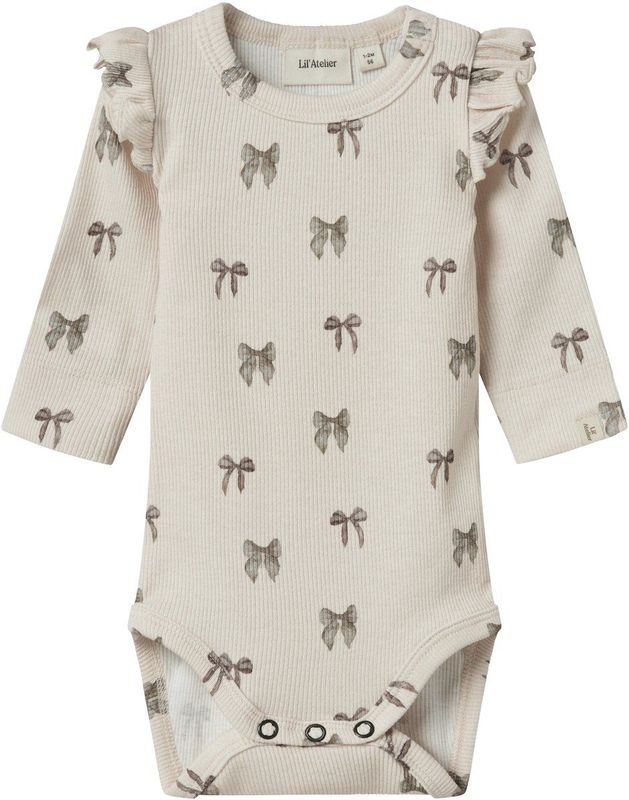 Body - Grandad Hals - Lange Mouwen - Jersey - Ruches - Herhalende Print