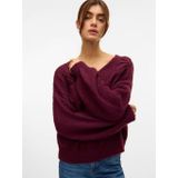 Vero Moda - Vmlollipop Ls V-neck Pullover - Wijnrood - Dames