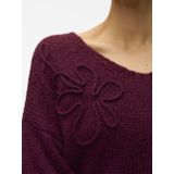 Vero Moda - Vmlollipop Ls V-neck Pullover - Wijnrood - Dames