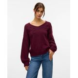 Vero Moda - Vmlollipop Ls V-neck Pullover - Wijnrood - Dames