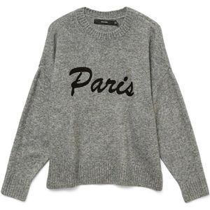 Only - Onljeanett Life L Rib - Gebreid Vest - Medium Grey - Hoge Nek - Mouwloos