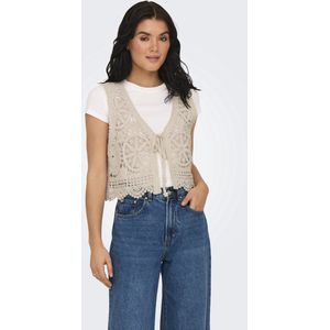 Damesvest - Lichtgrijs - Polyester - Ronde Halslijn