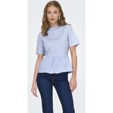 JDY - Peplum Top - Korte Mouwen - Overhemdkraag - Loose Fit - Strik Detail