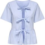 JDY - Peplum Top - Korte Mouwen - Overhemdkraag - Loose Fit - Strik Detail