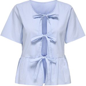 JDY - Peplum Top - Korte Mouwen - Overhemdkraag - Loose Fit - Strik Detail