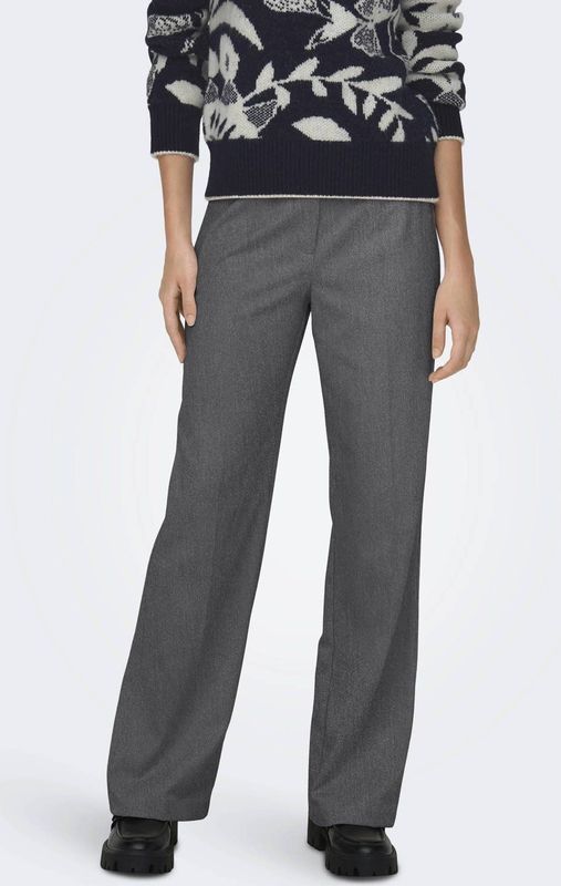 ONLY - Wide Leg High Waist Pantalon - Grijs Melange