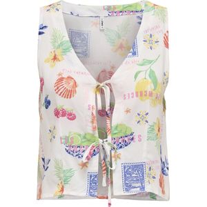 ONLY Dames Onlnova Life Vis S/L Tie Vest AOP, cloud dancer, M