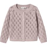 Pointelle - Gebreide Cardigan - Geometrisch Patroon - Ronde Hals - Lange Mouwen