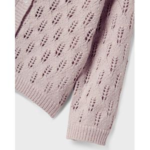 Pointelle - Gebreide Cardigan - Geometrisch Patroon - Ronde Hals - Lange Mouwen